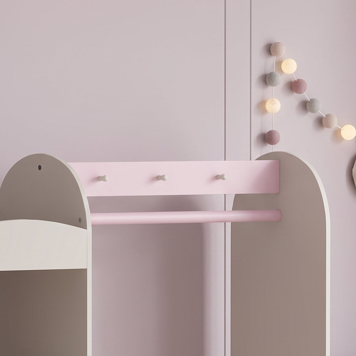AIYAPLAY Kids Clothing Rack With Lights Mirror, Non-woven Drawer For Age 3-8