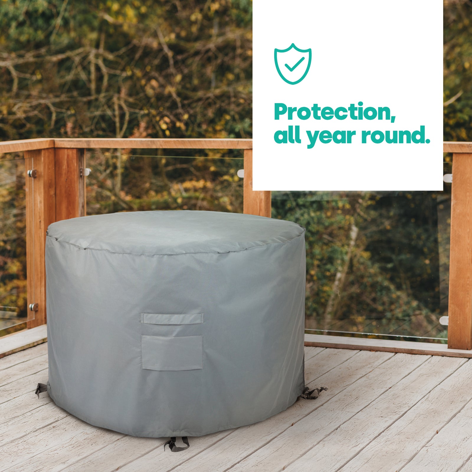 Heavy Duty Round Garden Table Cover - Grey