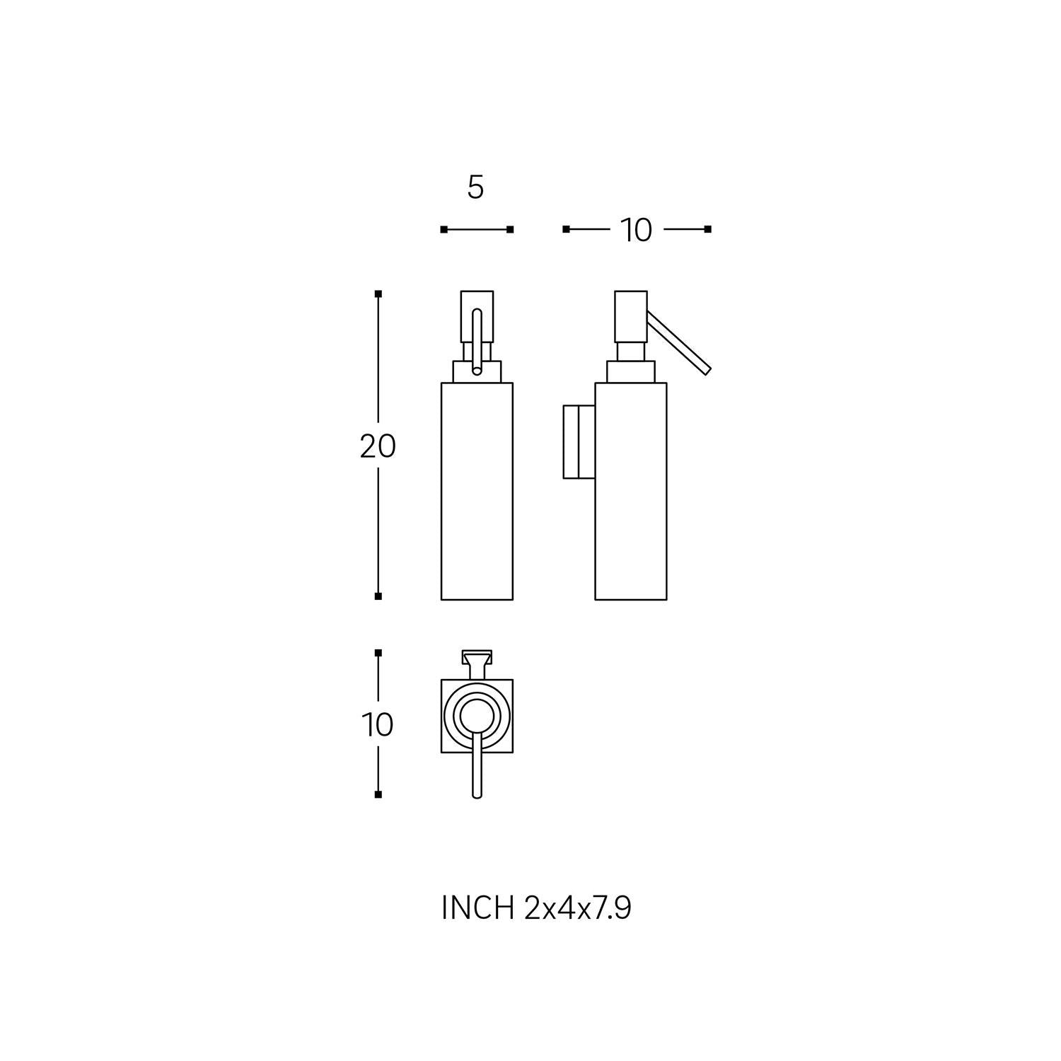 Soap Dispenser 125ml Capacity Siver Gloss Wall-mounted Collection Metric