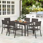 7 Piece Garden Furniture Set W/ Table And 6 Stackable Chairs