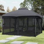 4x3.25m Outdoor Garden Gazebo with 4-Side Netting, Steel Frame Canopy Shelter