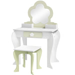 Kids Dressing Table With Mirror And Stool, Drawer, Storage Boxes - White | White