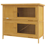 Double Decker Rabbit Hutch Bunny Cage Pet House Outdoor W/ Tray | Yellow