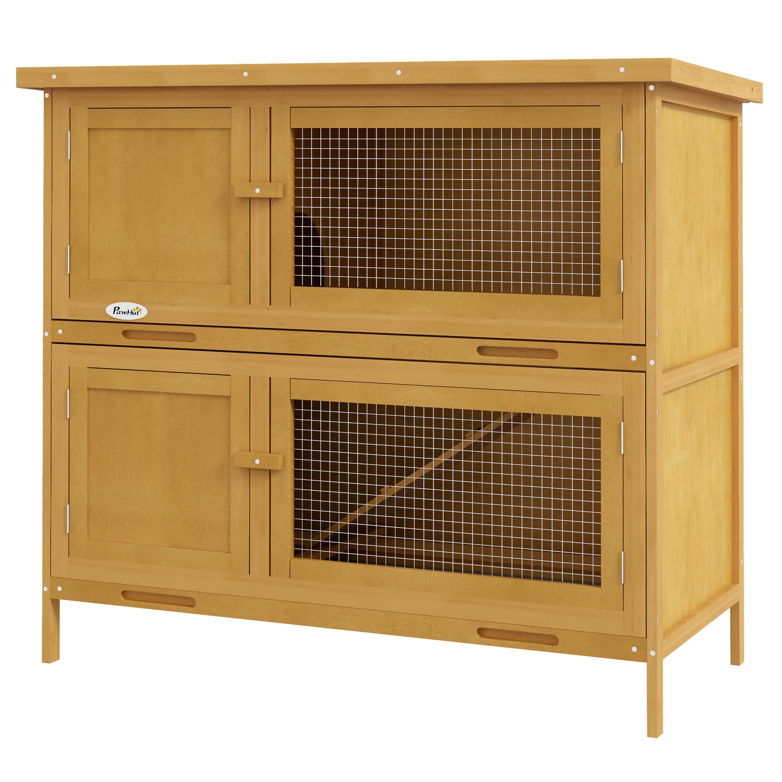 Double Decker Rabbit Hutch Bunny Cage Pet House Outdoor W/ Tray | Yellow
