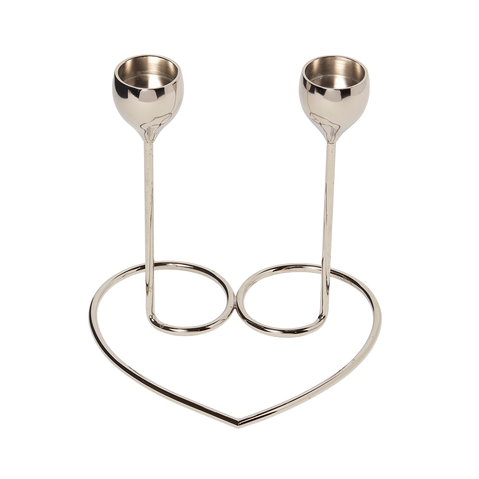 HOMESCAPES Dual Dinner Candle Holder Polished