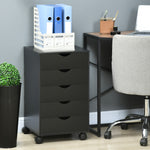Mobile Vertical Filing Cabinet With 5 Drawers Home Office | One Size | Black