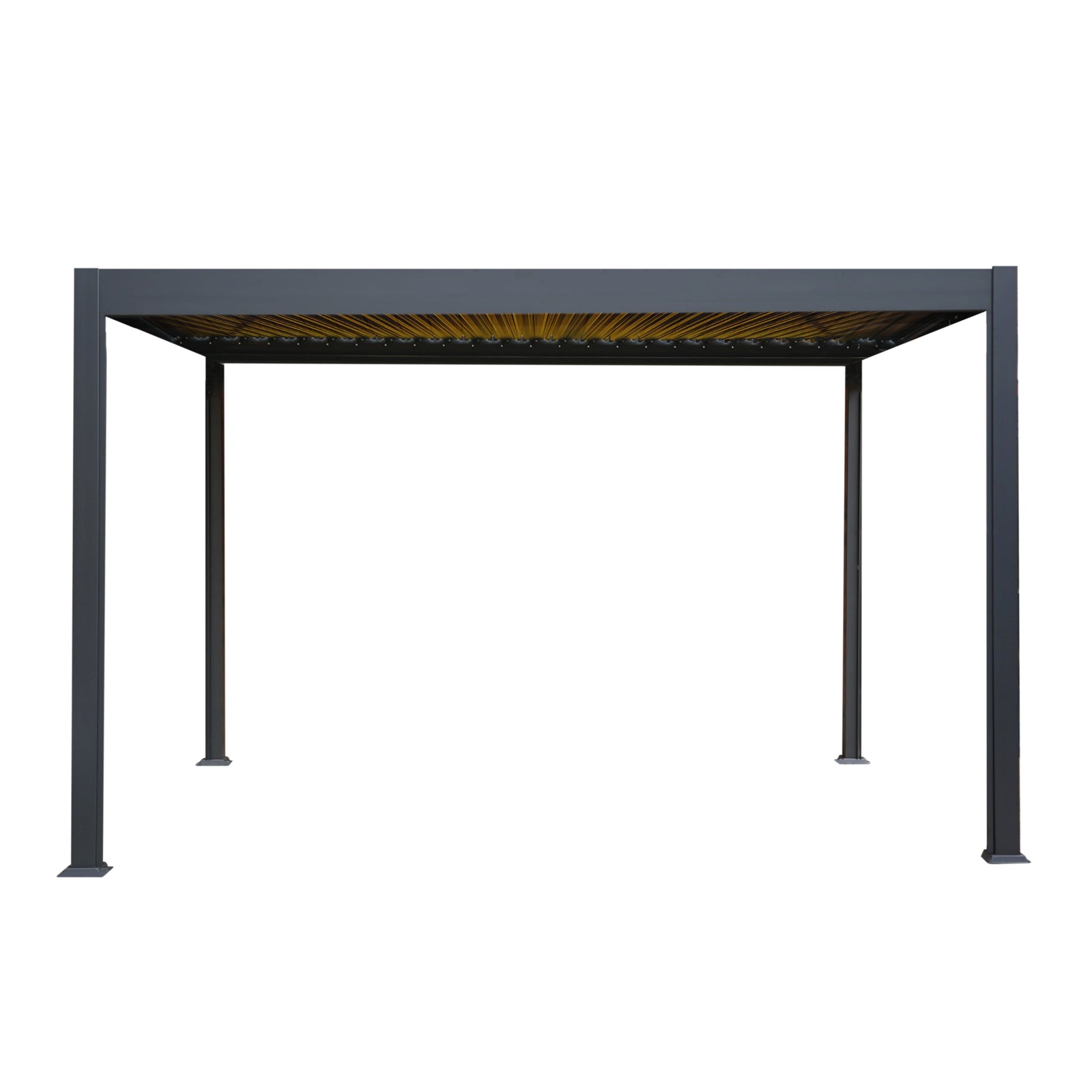 Anthracite Aluminium Pergola With Led Lights - 3m X 4m