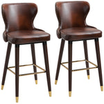 Luxury Bar Stools Set Of 2 Pu Leather Brown