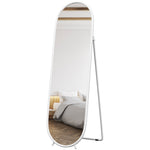 Oval Full Length Mirror With Metal Frame Hanging Or Leaning | One Size | White
