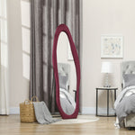 Irregular Full Length Mirror with Velvet Frame 160 x 50cm | One Size | Red