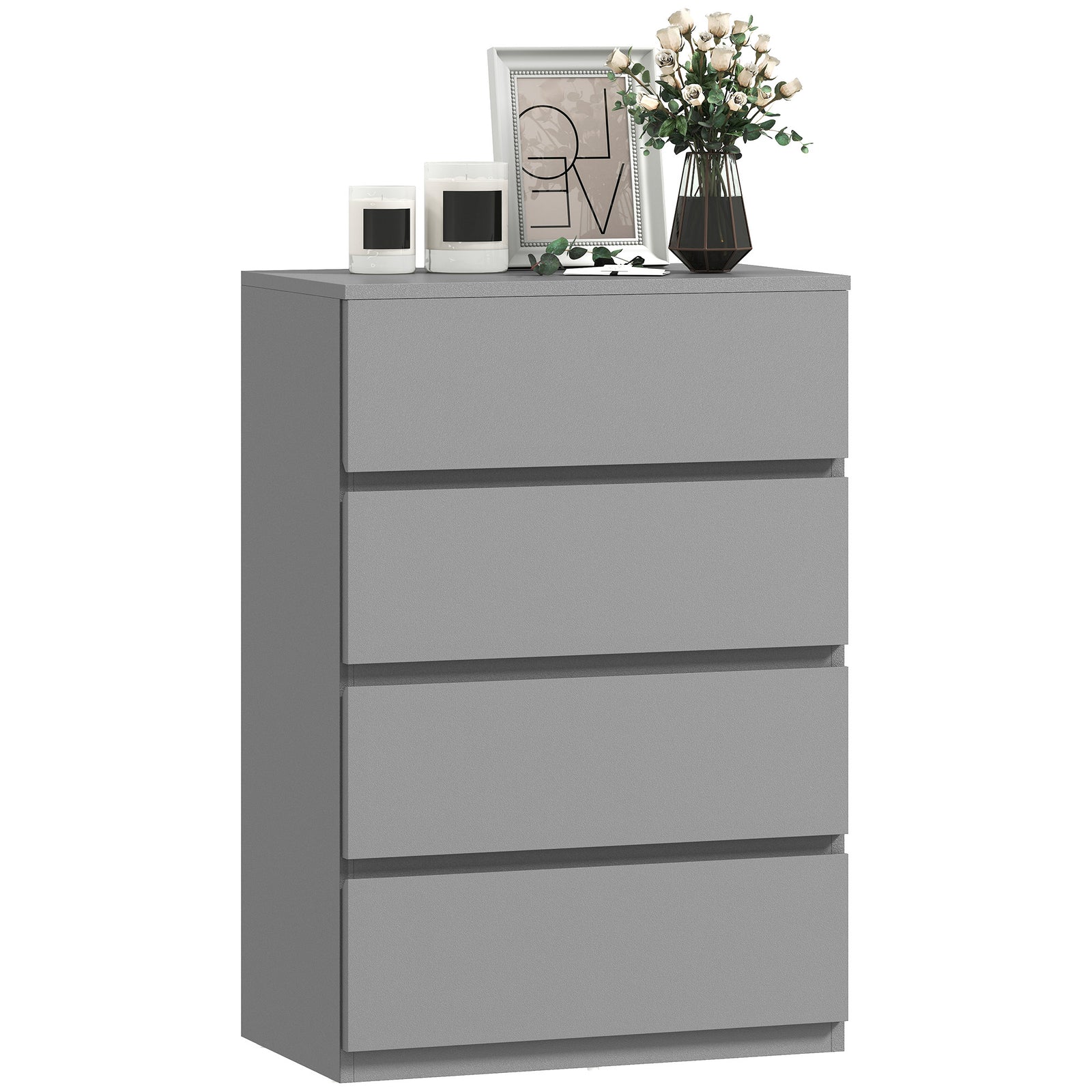 Bedroom Chest Of Drawers, 4 Drawers Dresser, Drawer Unit | Grey