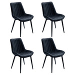 Set Of 2/4 Velvet Dining Chairs With Quilted Design, Wooden Frame, And Metal Legs | Set of 4 | Black