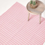 Cotton Gingham Check Rug Hand Woven | 170cm | Pink
