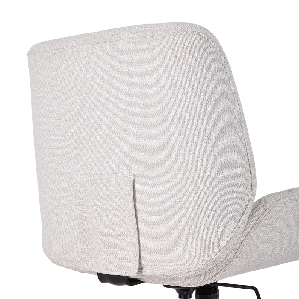 White Chenille Office Chair With High Back, Adjustable Height, And 360° Swivel