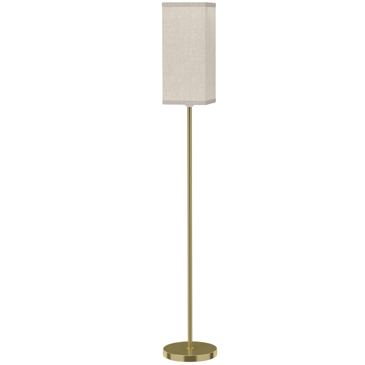 Floor Lamp, Modern Standing Lamp With Linen Shade, Gold Tone