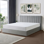 Corwin Grey Velvet Ottoman Storage Bed Frame - 4 Sizes Available | Super King
