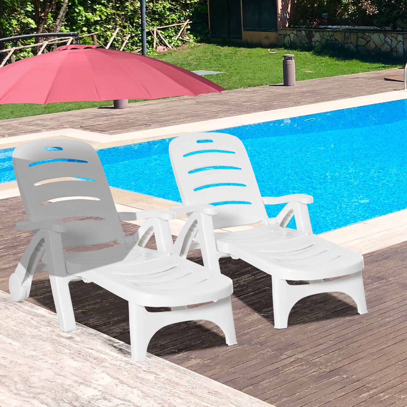 Folding Lounger Recliner W/ 5-position Backrest