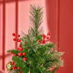 5/6/7ft Pencil Shape Christmas Tree, Berries | 5ft | Green