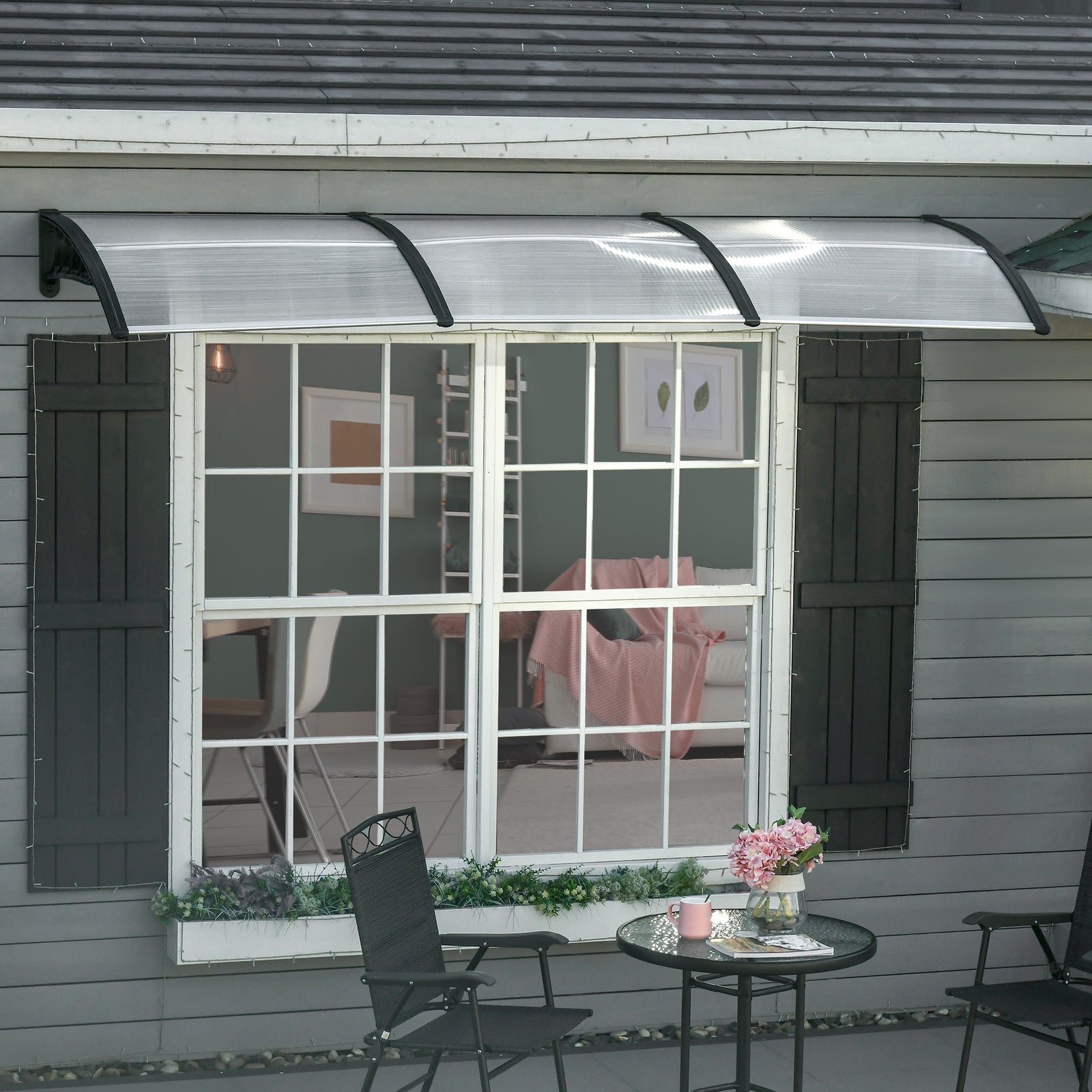 Front Door Canopy, for Window, Porch, Clear | 3 | White
