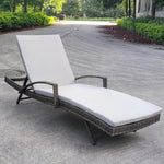 Adjustable Outdoor Wicker Sun Lounger Cushioned Recliner