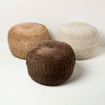 HOMESCAPES Sofia Pleated Velvet Pouffe