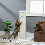 81cm Cat Scratching Post W/ Sisal Rope, Hanging Ball Soft Plush | White