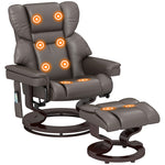 Massage Recliner Chair With Footstool Adjustable Backrest | One Size | Brown