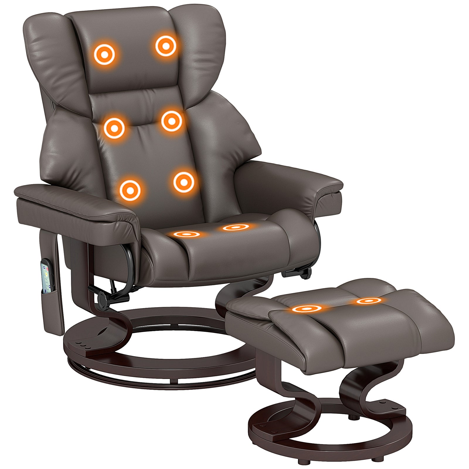 Massage Recliner Chair With Footstool Adjustable Backrest | One Size | Brown