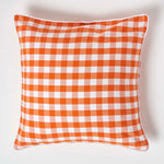 Block Check Cotton Gingham Cushion Cover | 60cm x 60cm | Orange