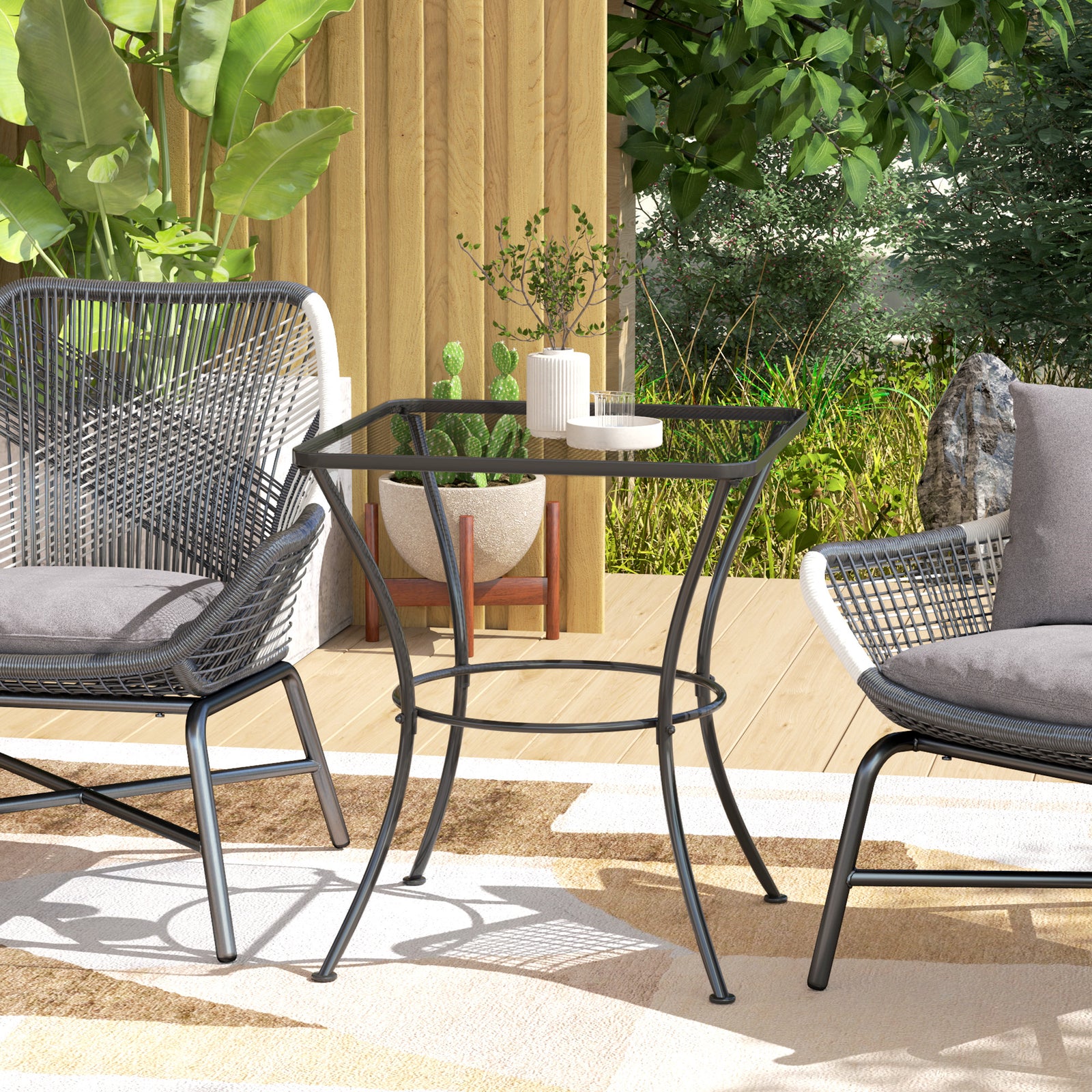 60 Cm Square Metal Table Outdoor Bistro Table Coffee Desk