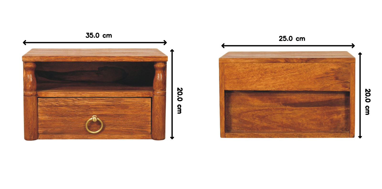 Artisan Furniture Solid Wood Turned Pillar Wall Nightstand