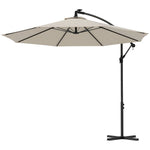 3m Led Patio Parasol W/ Solar Lights & Base | Beige