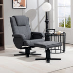 Swivel Recliner Chair With Footstool Linen