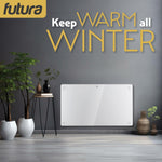 Electric Wifi Glass Radiator Panel Heater White Wall Mounted Or Floor Standing Bathroom Safe Timer And Thermostat | 1500w | White