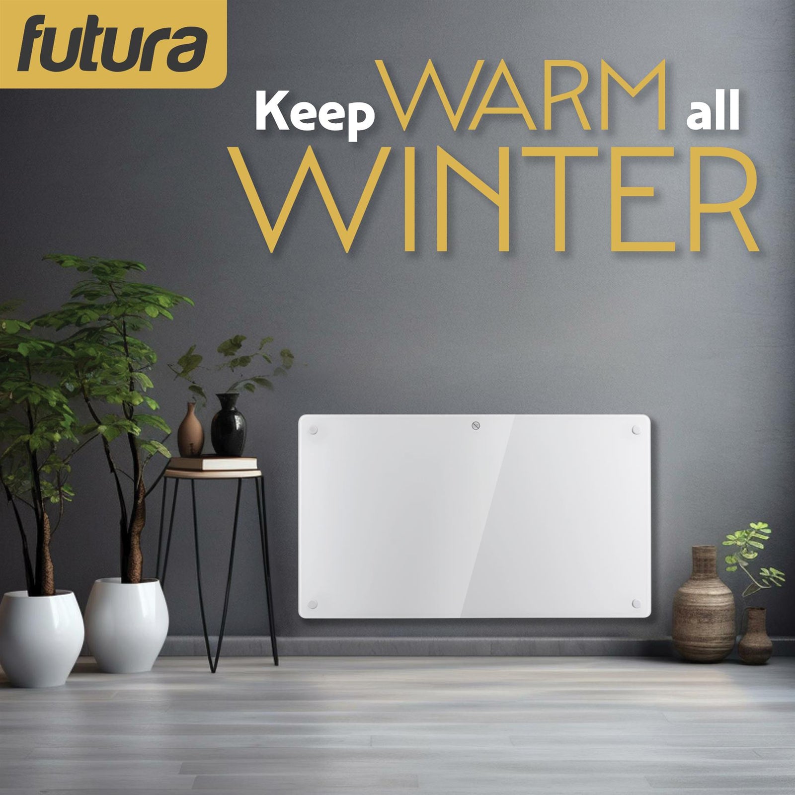 Electric Wifi Glass Radiator Panel Heater White Wall Mounted Or Floor Standing Bathroom Safe Timer And Thermostat | 1500w | White