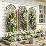 Outsunny Garden Trellis, Decorative Trellis Panels With Dome Top, Natural