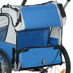 2 Seat Bike Trailer With 5 Point Harness, Safety Flag, Reflectors | Blue