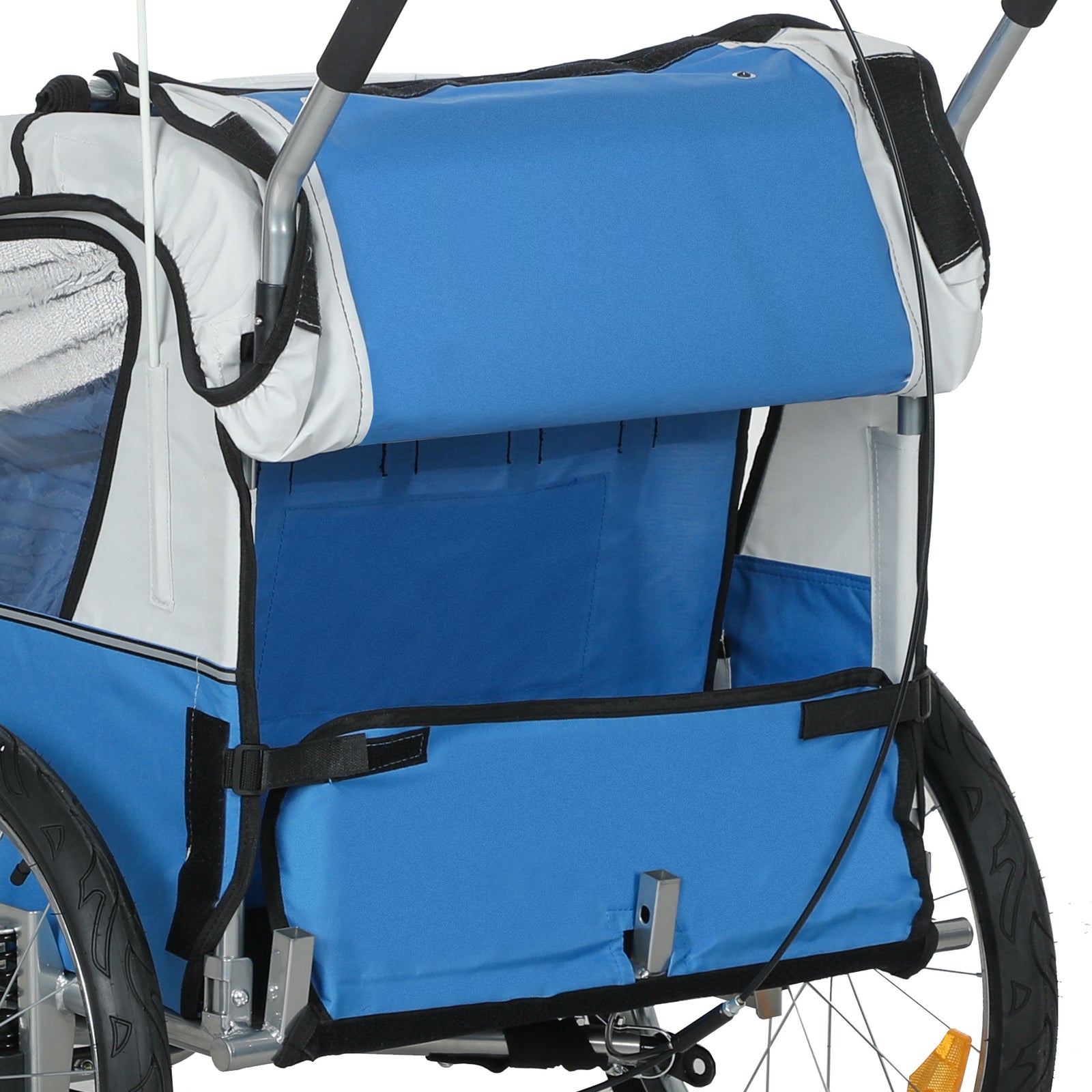 2 Seat Bike Trailer With 5 Point Harness, Safety Flag, Reflectors | Blue