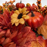 Artificial Chrysanthemum & Pumpkin Wreath, Autumnal