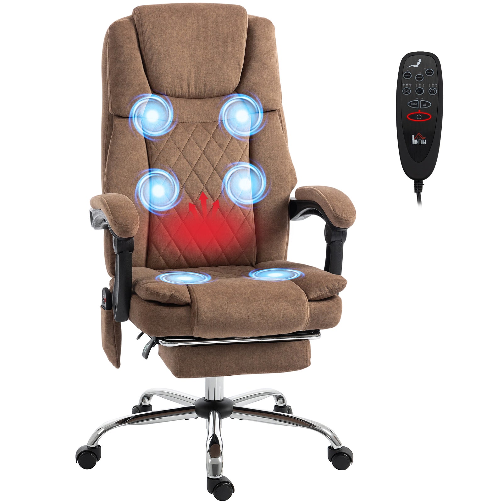 Executive Office Chair, Desk Chair With Massage And Heat | Brown