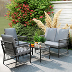 4 Piece Rattan Set, Wicker Conversation Set | Gray