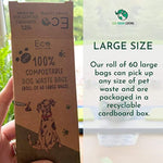 Compostable Dog Waste Bags - 4 X 4 Rolls Of 15 Bags - 240 Bags
