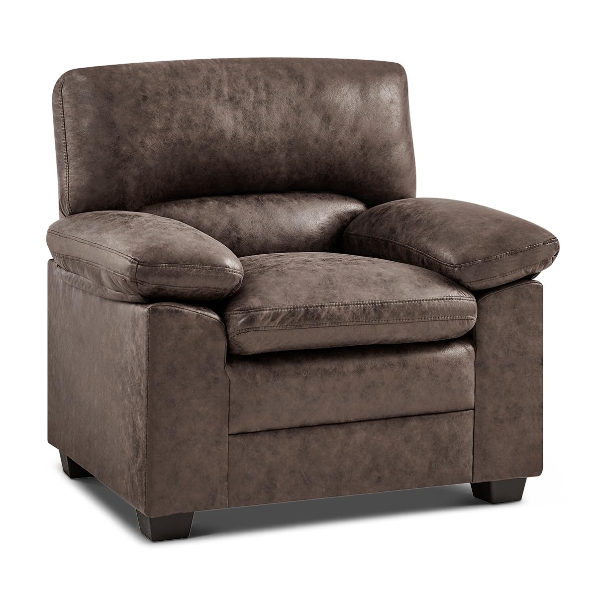 Oxford Faux Leather Sofa 1 Seater | Chocolate