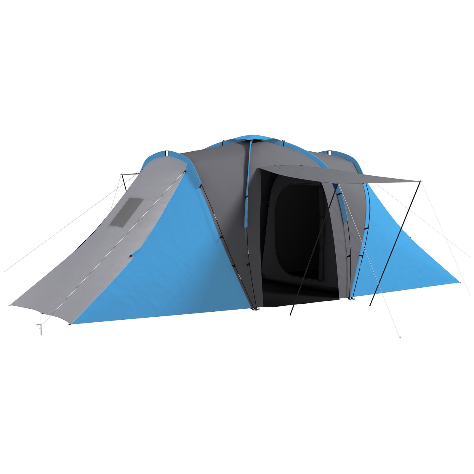 4-6 Man Large Camping Tent With 2 Bedroom And Living Area | Blue