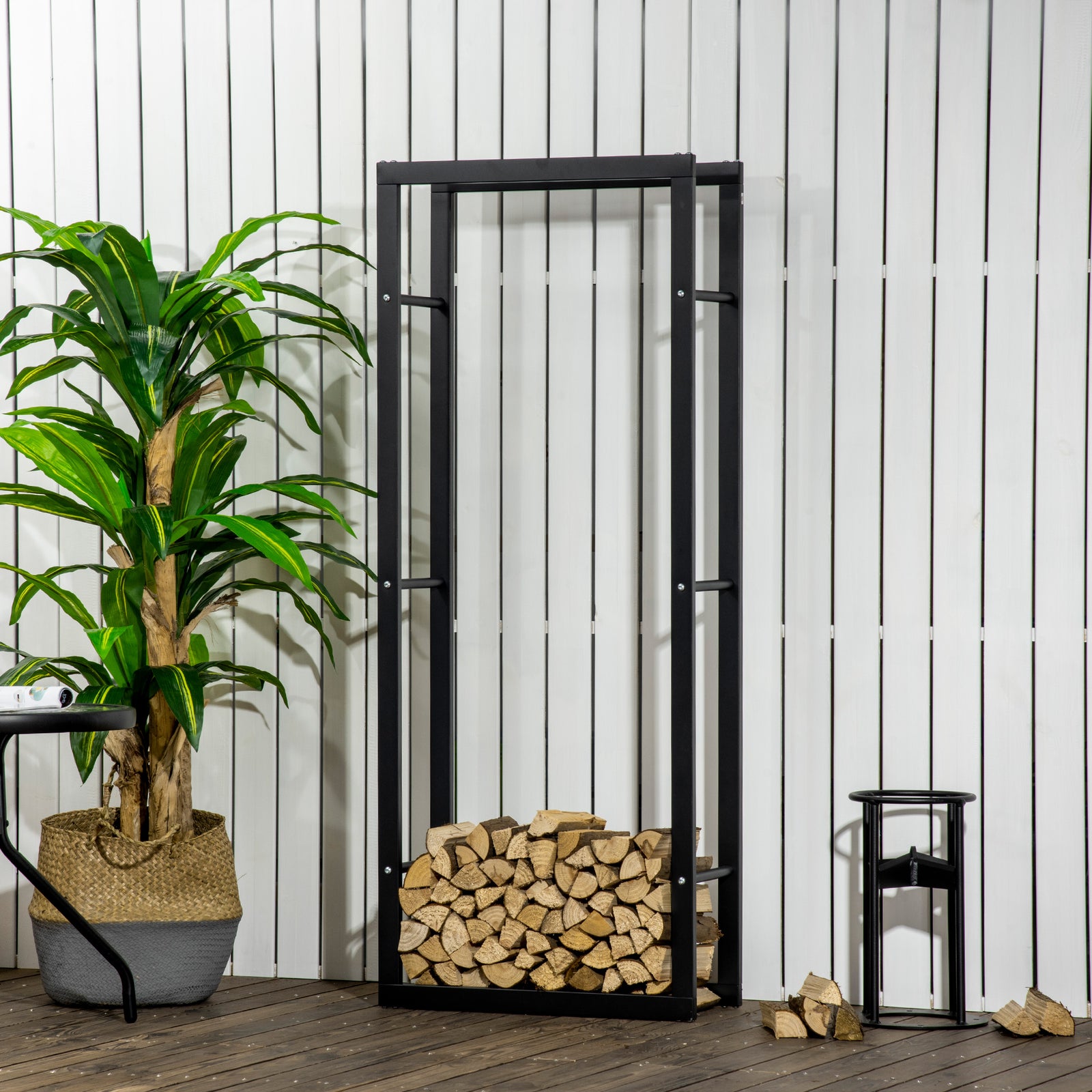 Metal Firewood Rack Elevated Design 150H x 60Wcm