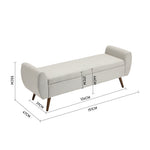 Extra Large Linen Storage Bench – Upholstered Ottoman Seat With Hidden Compartment, 151cm Wide Hallway Or Bedroom Bench | Beige