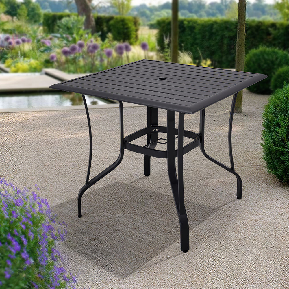 Square Garden Metal Slatted Coffee Table - 80cm X 73cm H