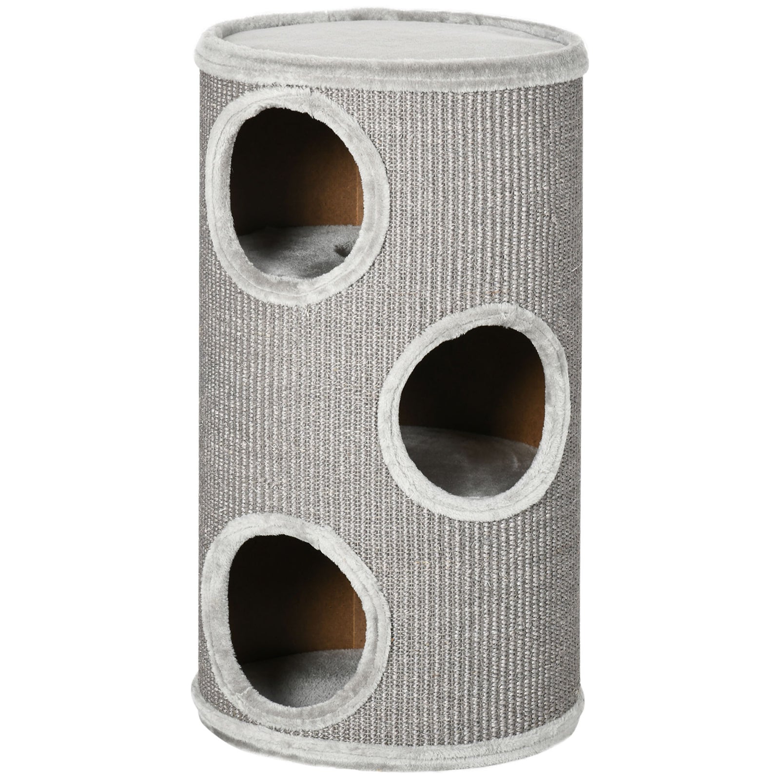 Cat Climbing Frame, Covered With Sisal, Cosy Platform - Light Grey