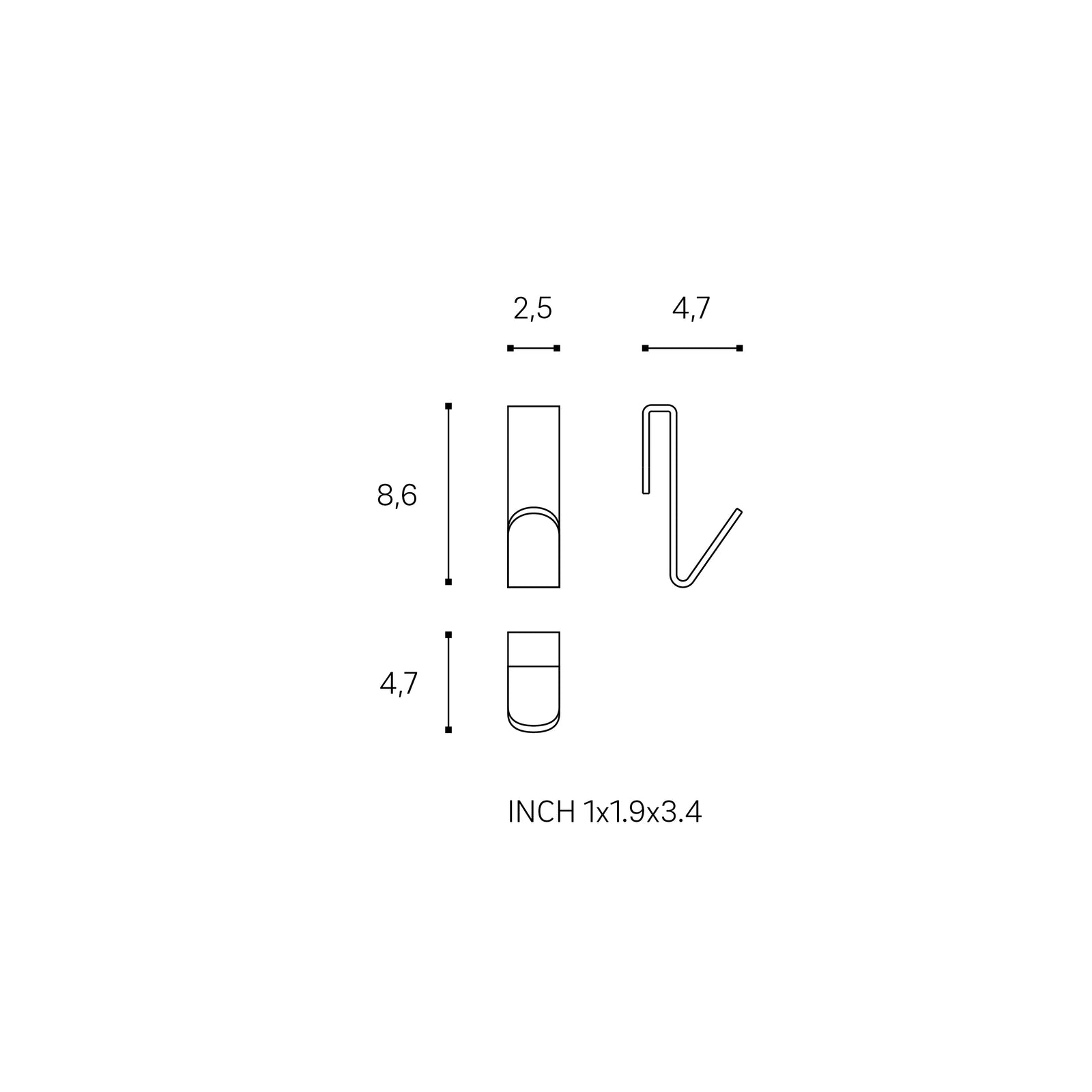 Towel Hook, Robe Hook, Coat Hook, 2 Pieces Chrome Architect S+ Collection