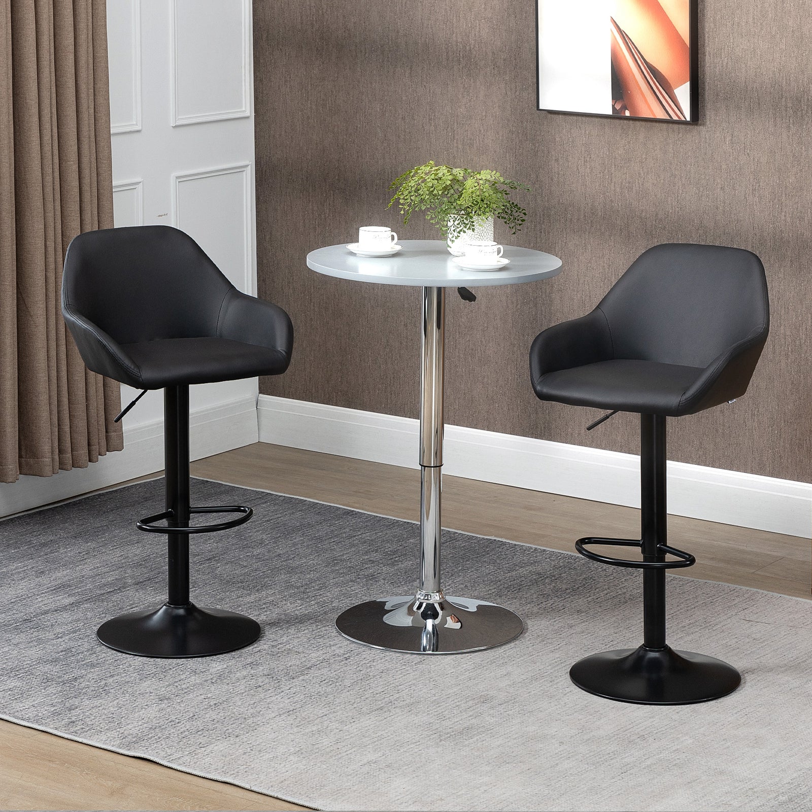Adjustable Barstools With Footrest Set Of 2 | Black